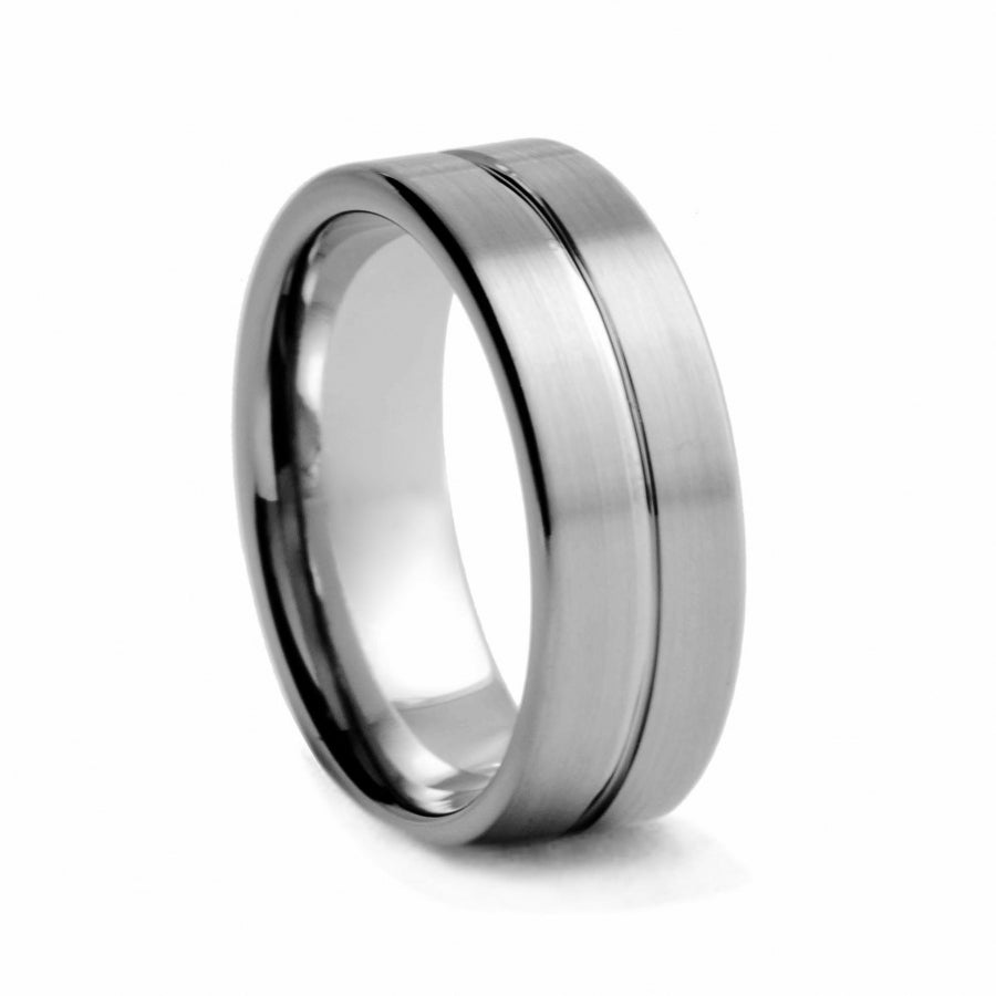 Tungsten Ring with Center Line – Sutton Smithworks