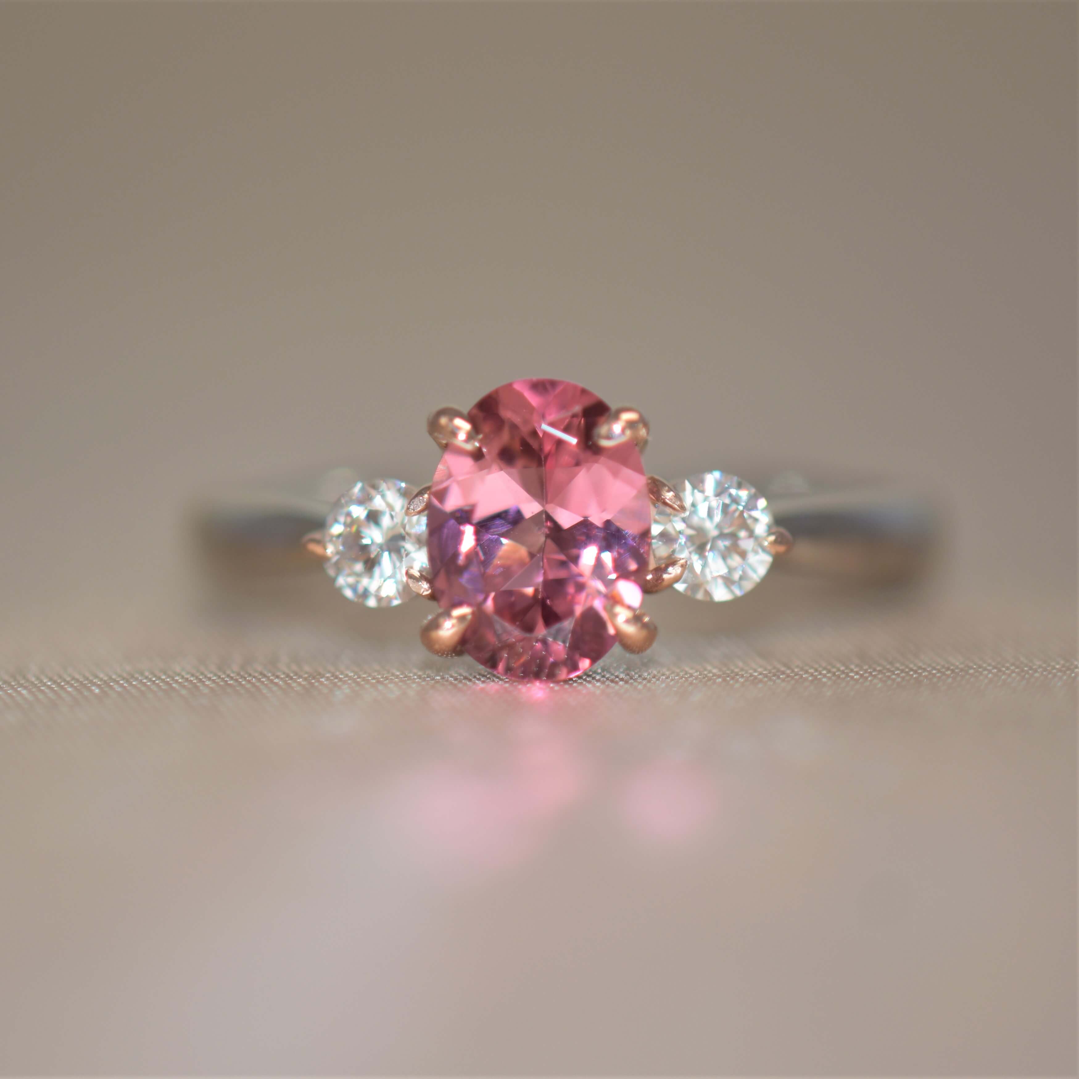 Genuine pink tourmaline on sale ring